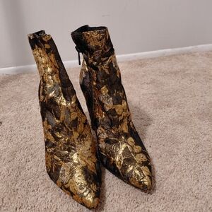 Jessica Simpson Gold and Black Ankle Booties